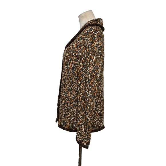Caroll Reed Button Up Brown Tweed Cardigan Size X - Picture 7 of 9